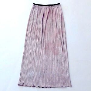 Armani Exchange 2 Skirt Long Metallic Silver Elastic Flowy Pleated Excellent